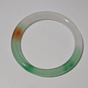 Green and White Jade Bangle Bracelet